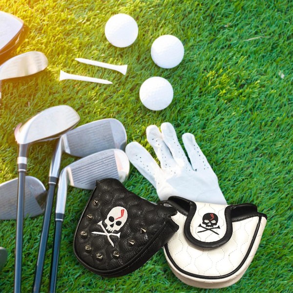 Magnetstängning Golf Putter Head Covers Golf Club Head Covers PU läderskydd för golfklubbor White