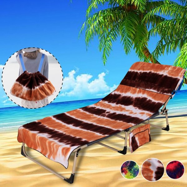 Tie-dyed microfiber recliner cover strandstol handduk ryggsäck strandhandduk