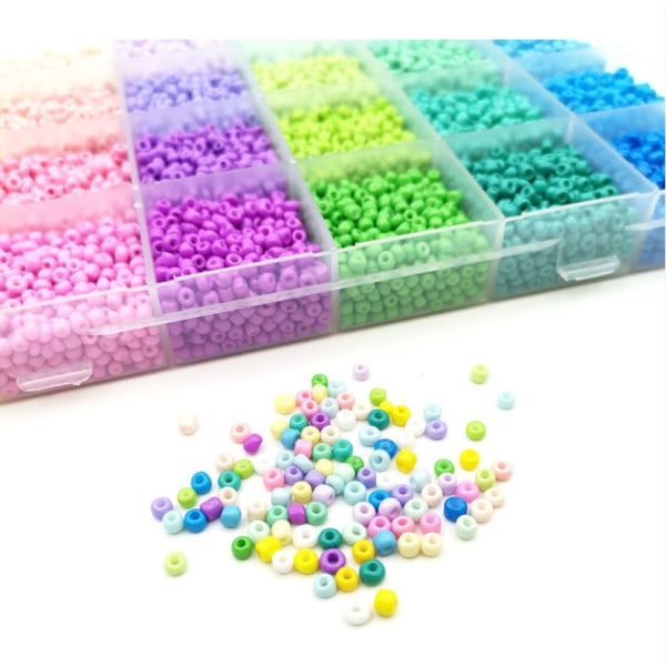 24 platser Multicolor Paint Beads Glaspärlor Set Box Pärlor för DIY-armband och halsband