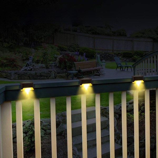 4-pack utomhussolar trädgårdslampor, solenergilampor för trappor, utomhustrappor, staket, vattentäta solterrasslampor LED varmt ljus black