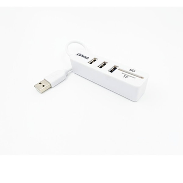 Lång remskontakt 3-portars USB2.0 HUB remslinjehubb white