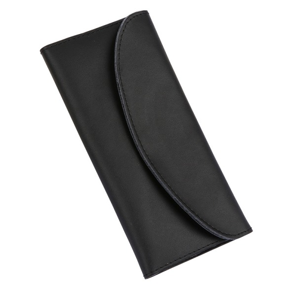 Äkta läder enkel dam plånbok mode funktionell plånbok lång clutch black