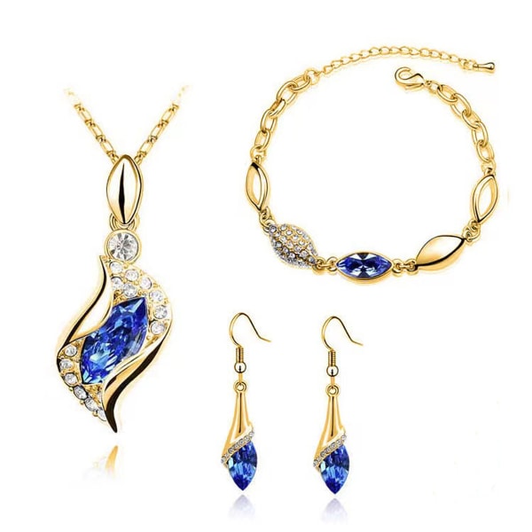 Delikat halsband modehängande smycken set kvinnor presenter dark blue