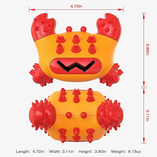 Oförstörbar hundleksak för aggressiva tuggare Naturligt hårt gummi Tålig söt krabbaform