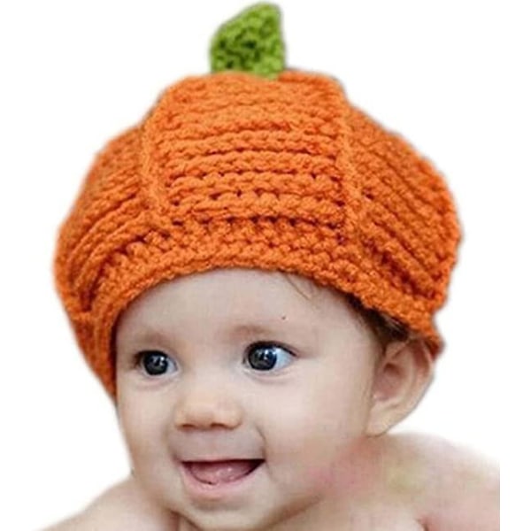 Halloween kepsar- söt vinter nyfödd baby pumpa stickade hattar gul