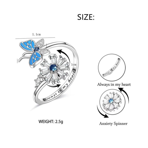 Roterbar Snowflake Ring Butterfly Lettering Open Ring
