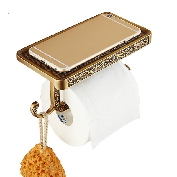 Krom/guld väggmonterad toalettpappershållare, telefonhållare, badrumsutrustning, toalettartiklar