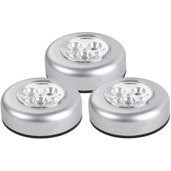 3-pack LED batteridriven trådlös nattlampa Stick Tap Touch-lampa Lampor för skåp