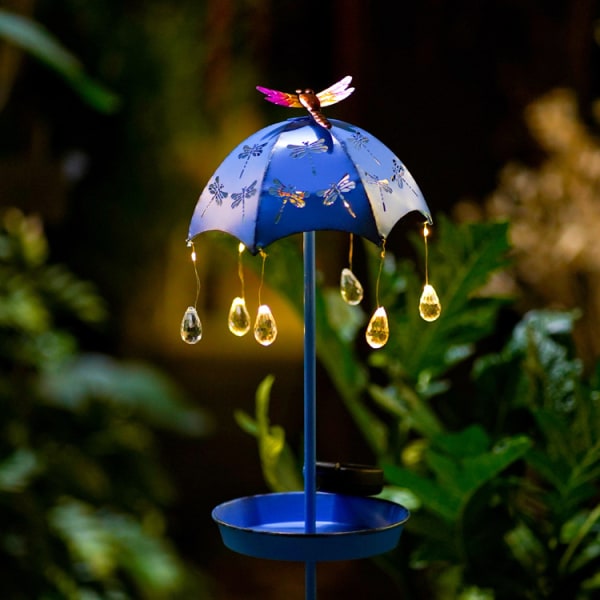 Utomhus upphängd solfågelmatare, vattentät trädgårdsparaply regndroppstyp fågelmatare, trädgårdsfågelmatare blue