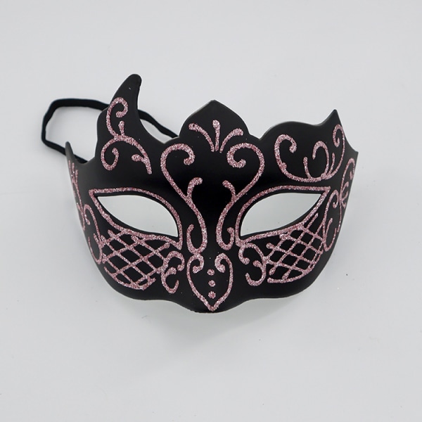 Maskeradmasker Spets Venetiansk Festmask Plast Halloween Kostymmask Strass Mardi Gras Mask pink