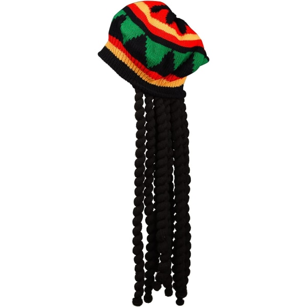 2-pack Rasta-hatt med svarta dreadlocks Bob Marley Dreadlocks-peruk med Rasta Tam-hatt Fancy Dress Rasta Wig- cap