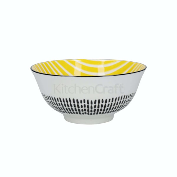 KitchenCraft Ceramic Cereal Bowl Mono Design - set 4 pcs
