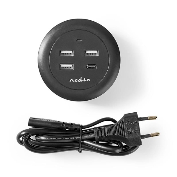 Nedis Quick Desktop Charger - 30W - 3xUSB-A/1xUSB-C Harmaa
