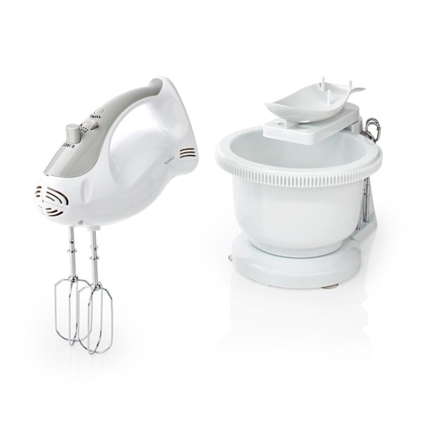 Nedis Hand Mixer 200W with Mixing Bowl - White