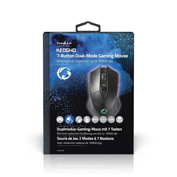Nedis Wired &amp; Wireless Gaming Mouse - 7 buttons - RGB Led