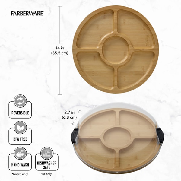 Farberware Build-a-Board | Bamboo Divided Serving | Diameter 35,5cm