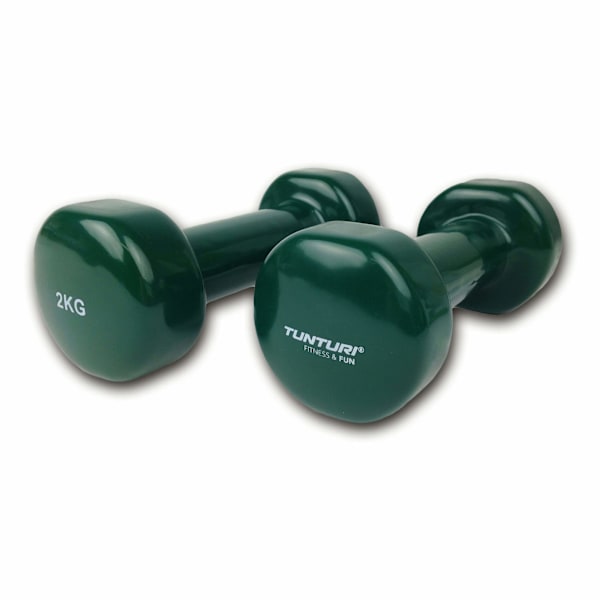 Tunturi Vinyl Dumbbells 2.0kg, Green, Pair