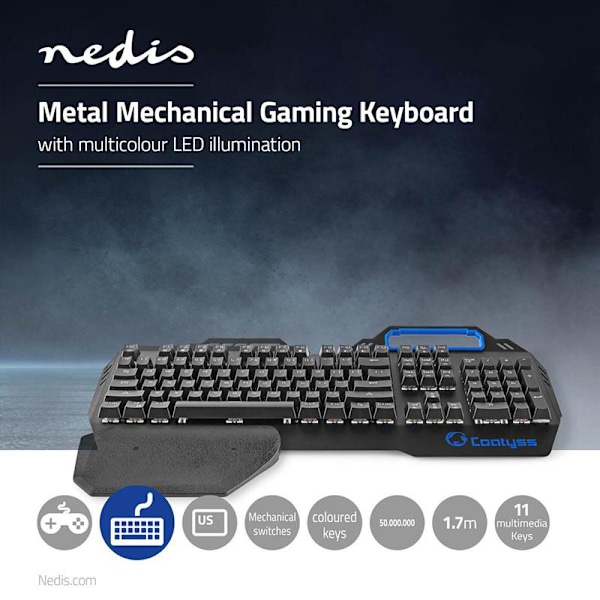 Nedis Gaming Keyboard - Wired - RGB Led - US Layout