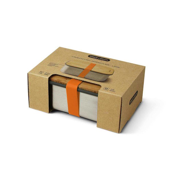 Musta + Blum Ruostumaton teräs Voileipärasia Iso Ruostumattomasta teräksestä valmistettu iso voileipärasia, jossa on oranssi kansi.