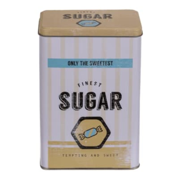 Out of the Blue Tin Box - Coffe, Tea, Sugar - Retro Yellow