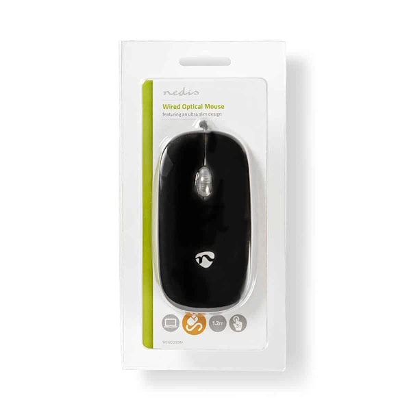 Nedis Wired Mouse 1000dpi - Both Handed Black