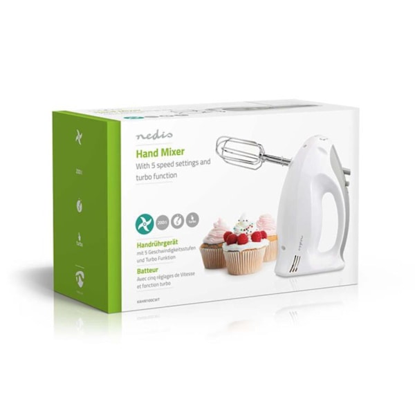 Nedis Hand Mixer 200W - Grey/White