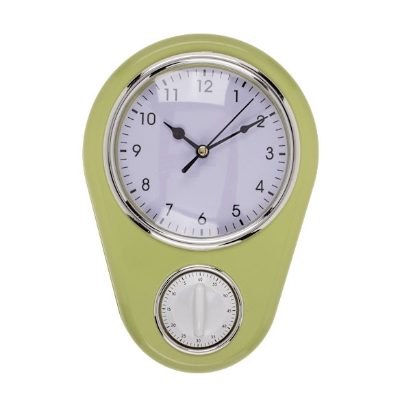 Out of the Blue Wall Clock Kitchen with Timer Yellow