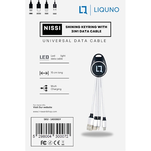 Liquno Nissi Shining Keyring with 3in1 Data Cable Red
