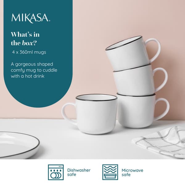 Mikasa Limestone Porcelain Mug 360ml Set - 4 pcs - White