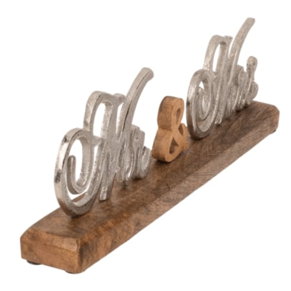 Out of the Blue Wooden Base with Metal Letters - Mr & Mrs