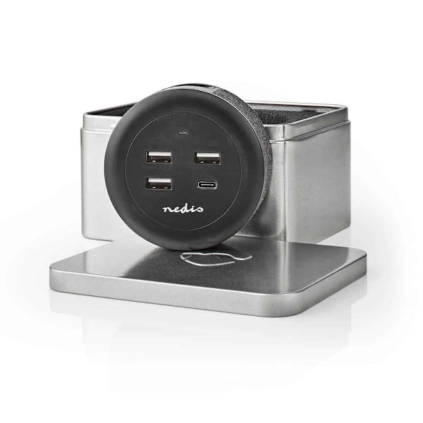 Nedis Quick Desktop Charger - 30W - 3xUSB-A/1xUSB-C Harmaa