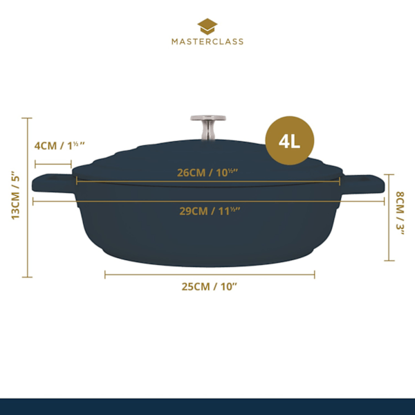 MasterClass Cast Aluminium Casserole 4L. - Red