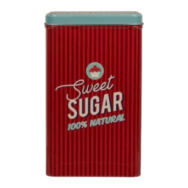 Sininen Sininen Tin Box - Kahvi, Tee, Sokeri - Retro Punainen/Sininen