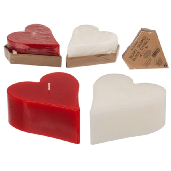 Out of the Blue Large Block Candle in Heart Shape Red