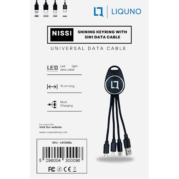 Liquno Nissi Shining Keyring with 3in1 Data Cable Blue