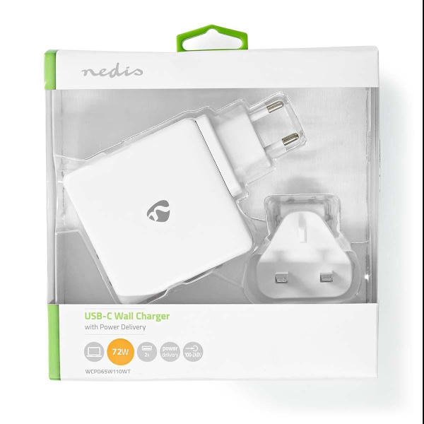 Nedis Quick Wall Charger - 65W - 2 x USB-C Output Musta