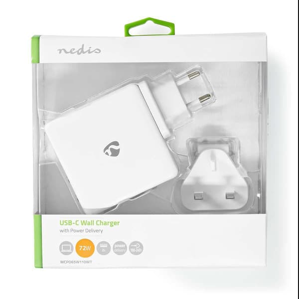 Nedis Quick Wall Charger - 65W - 2 x USB-C Output Valkoinen eleganssi