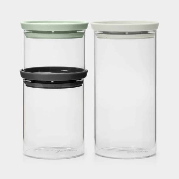 Brabantia Stackable Glass Jars Set (0,3 &amp; 0,6 &amp; 1,1L)