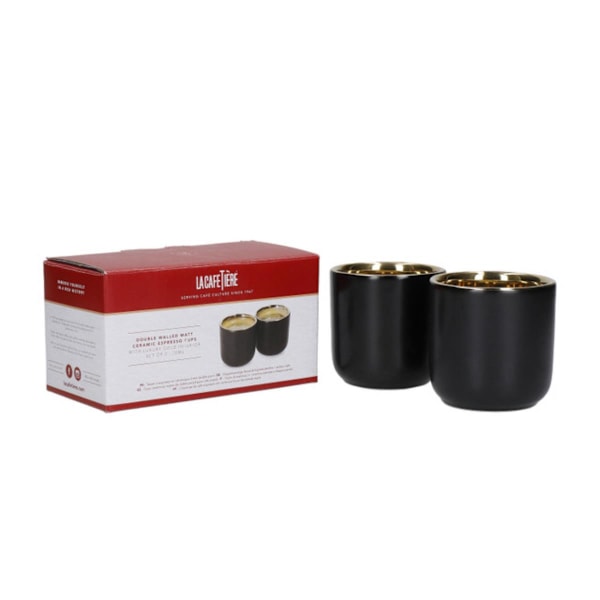 La Cafetière Double Insulated Espresso Cups Black/Gold 2pcs.