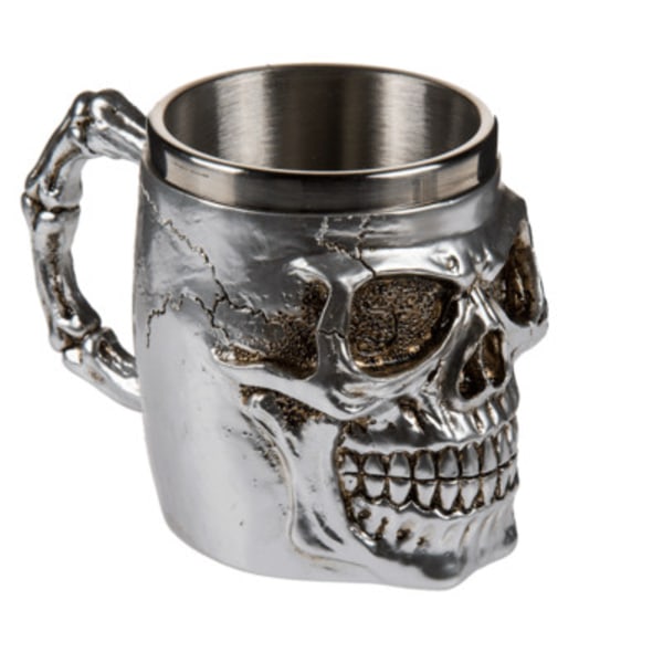 Out of the Blue Silver Plated Mug Goblet Skull - Set 2pcs.