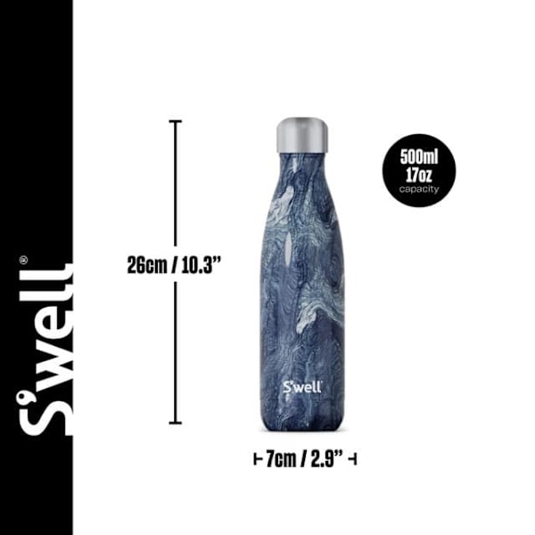 S&apos;well 500ml VesiPullo - Azuriitti Marmori|Burgundin Vaahto|Calacatta Kulta|Geode Ruusu|Periwinkle Tähtikuvio