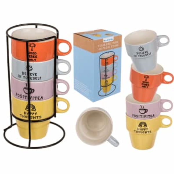 Out of the Blue Stackable Mugs - 4 pcs. - Pastel