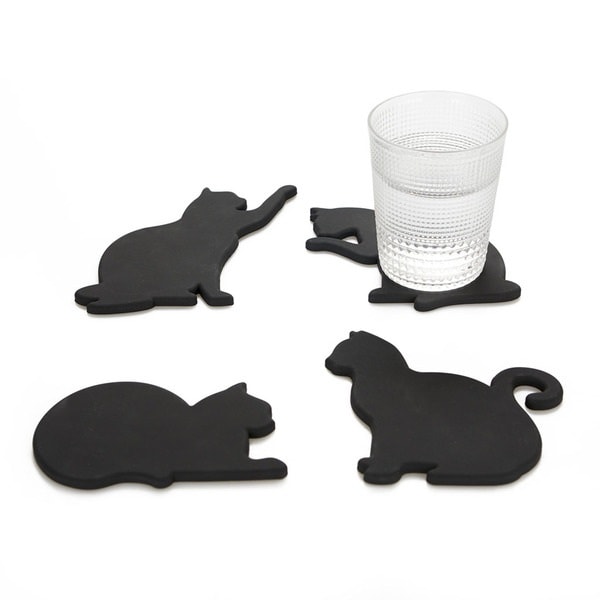 Balvi Coasters Feline Black Cats with magnets - Set 4pcs.