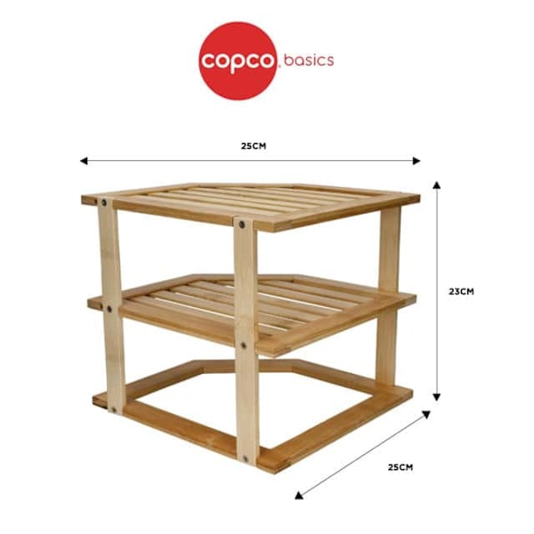 COPCO Bamboo 3-tasoinen keittiönurkkahylly – Tyylikäs ja kestävä ratkaisu keittiön nurkkatiloihin