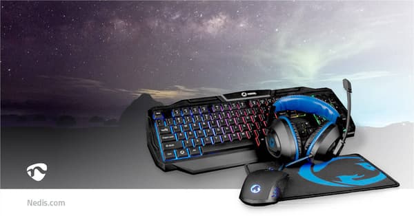 Nedis Gaming Combo Kit 4-in-1 - LED - US / QWERTY