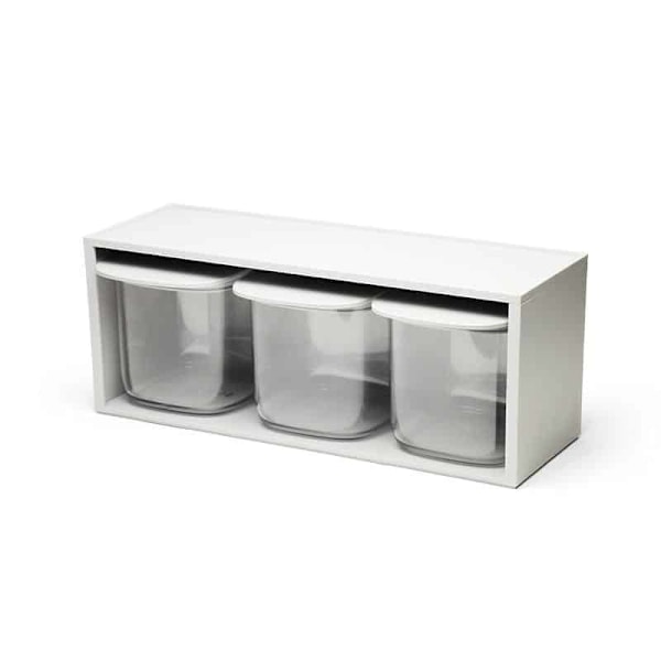 Qualy Flat Top Storage Jar Drawer Rack Set