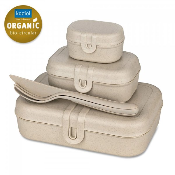 Koziol Pascal Ready Lunch Box + Cutlery Set Ash Grey