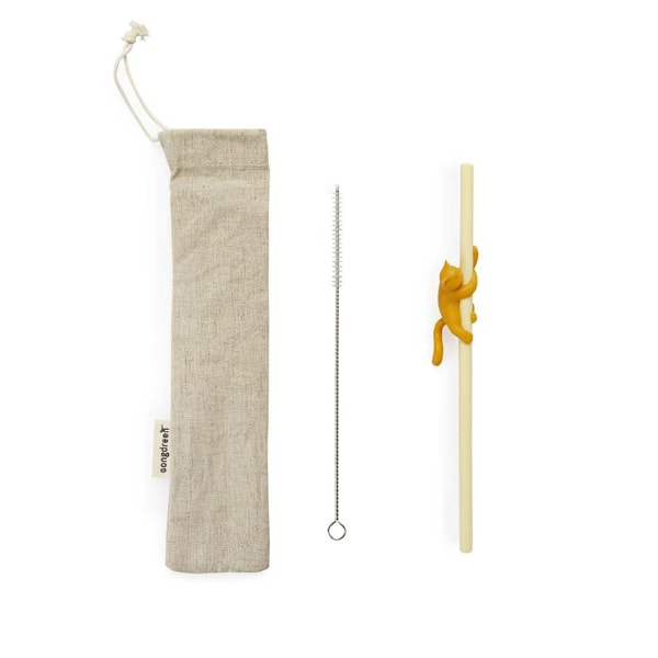 Balvi Reusable Straw Set Climber Cat Pink