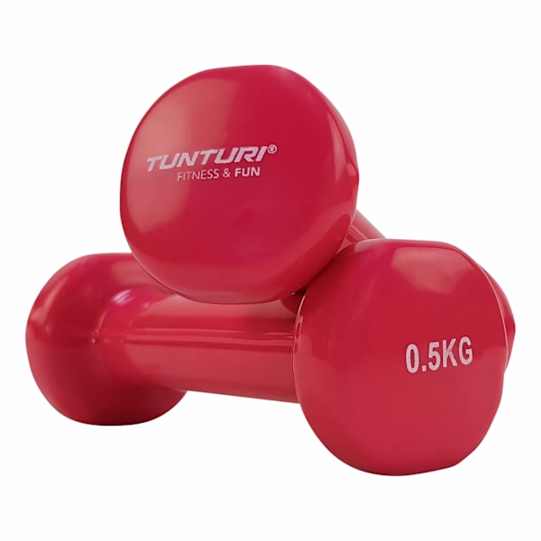 Tunturi Vinyyli Dumbbellit 0,5 kg, Vaaleanpunainen, Par i(13.5x5x9 cm)