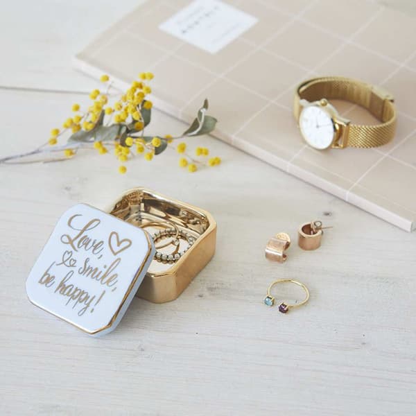 Balvi Ring holder Golden Love Box (ceramic)